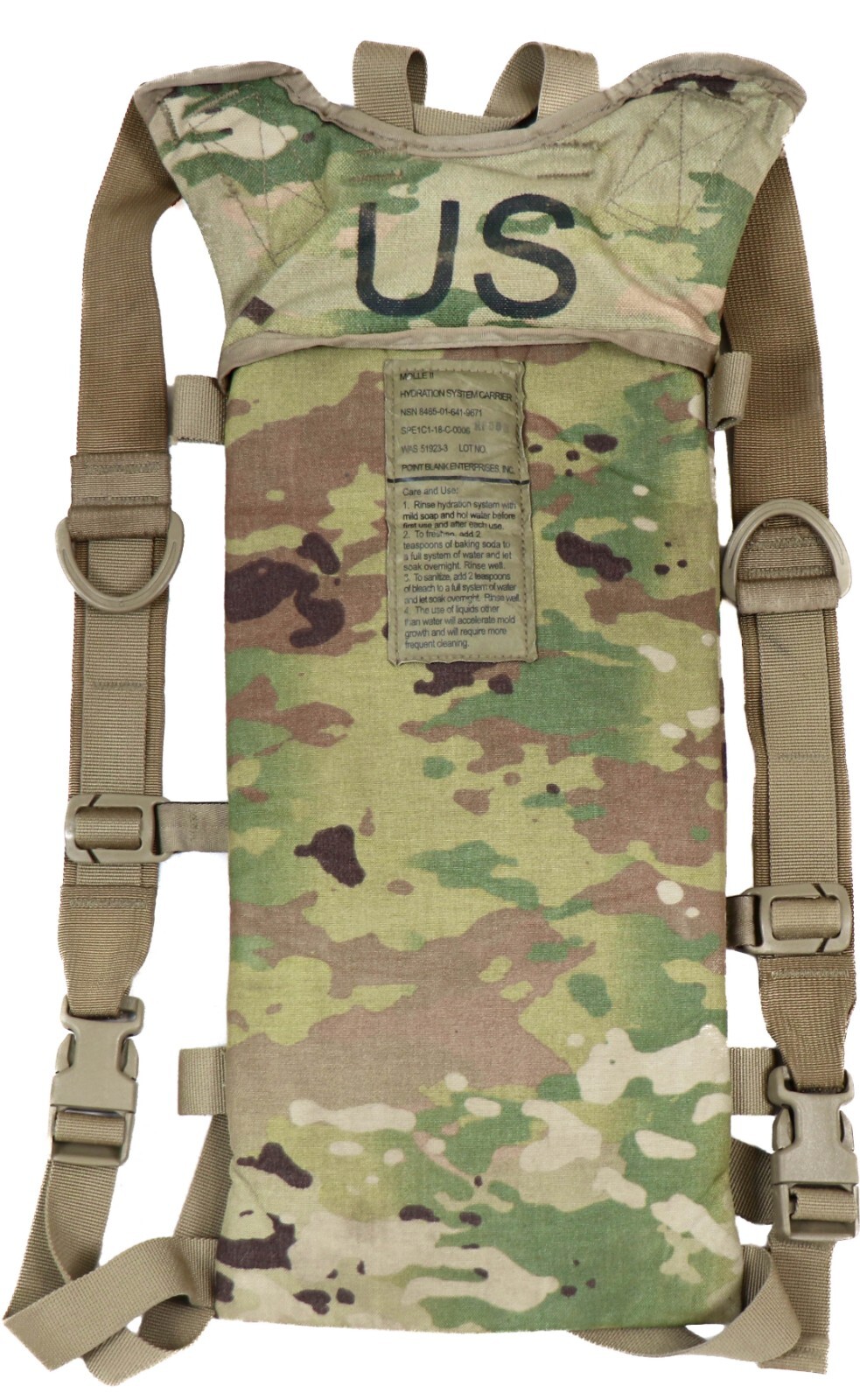 US Army OCP Multicam Molle II Hydration System Carrier Water Backpack No Bladder