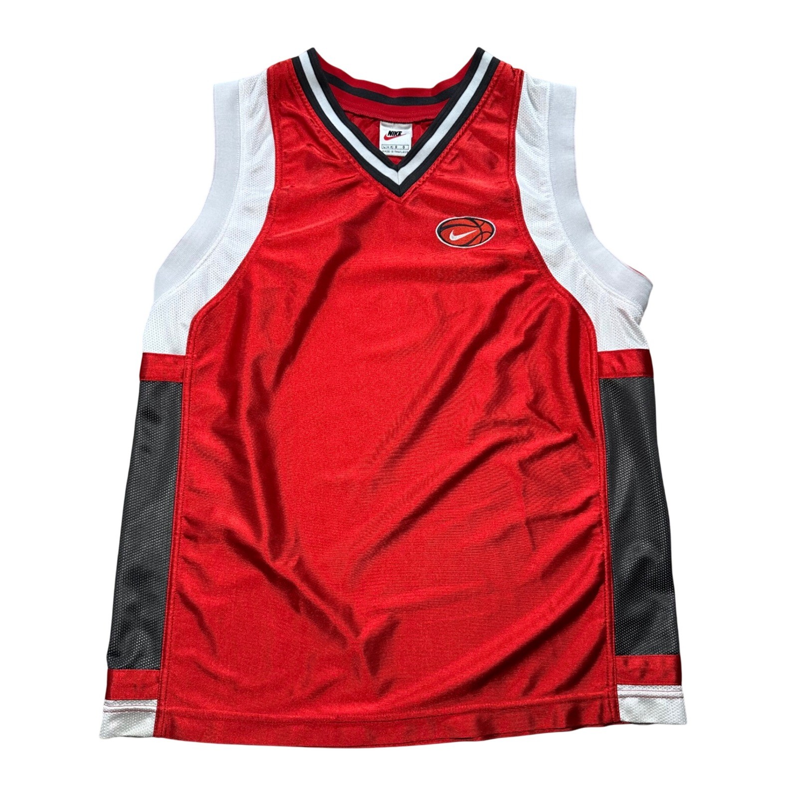 Vintage 90s Nike Kids Youth L Red Basketball Jersey Athletic Tank Top Mens S