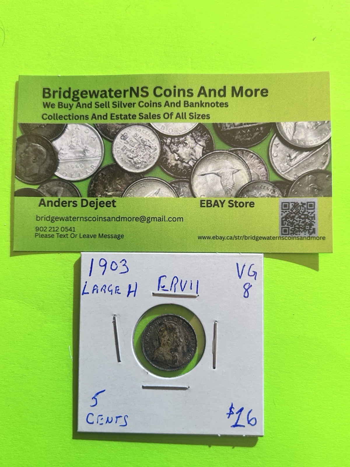 1903LH Canadian  5 Cent Edward VII Sterling Silver Nickel   AG. Trending At $15