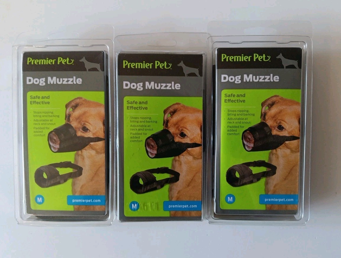 Lot Of 3 Premier Pet Dog Muzzle for Medium Dogs Adjustable Safe And Effective