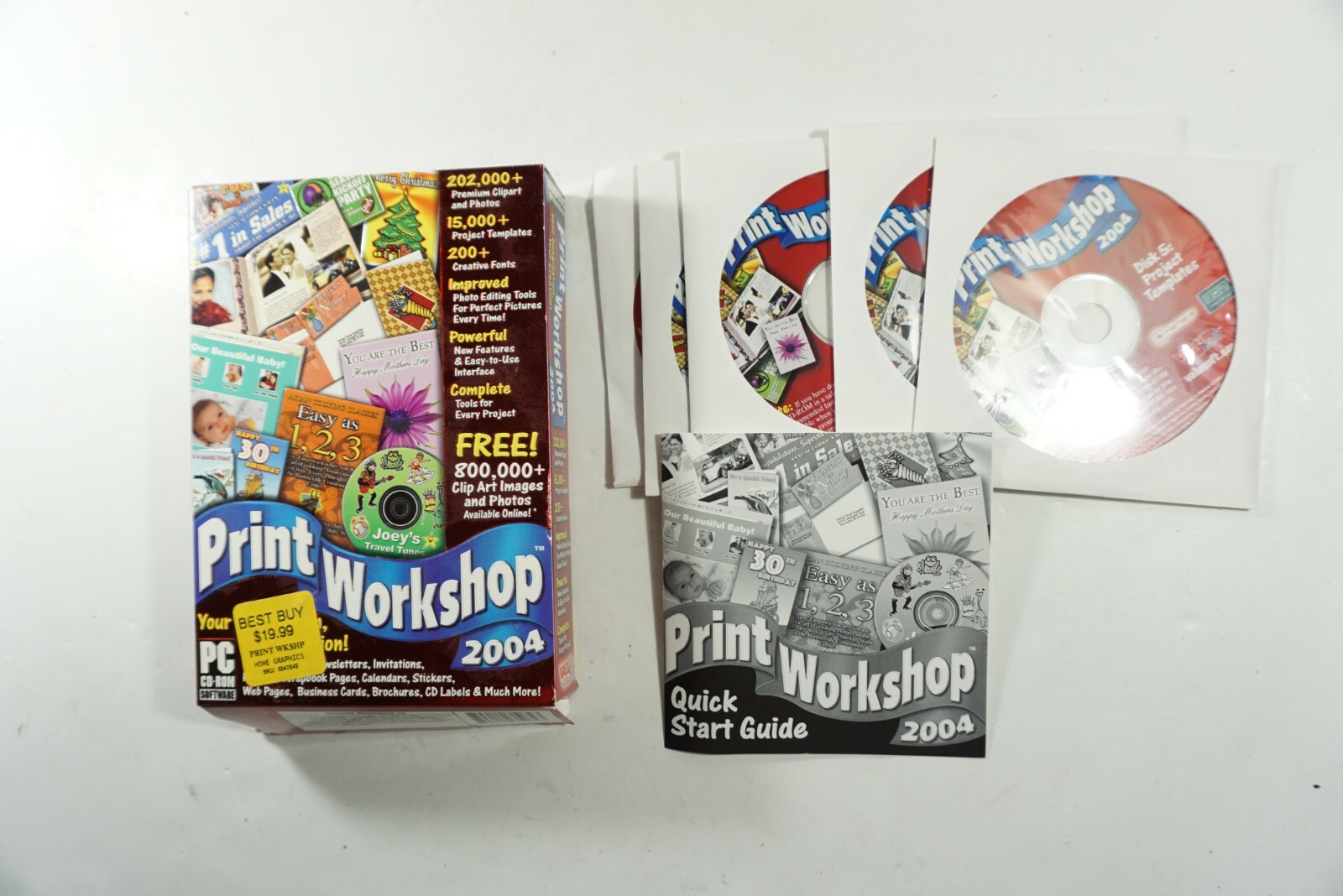 Print Workshop 2004 PC CD-ROM ValuSoft Print Workshop Clip Art FREE 2-3 Day Ship