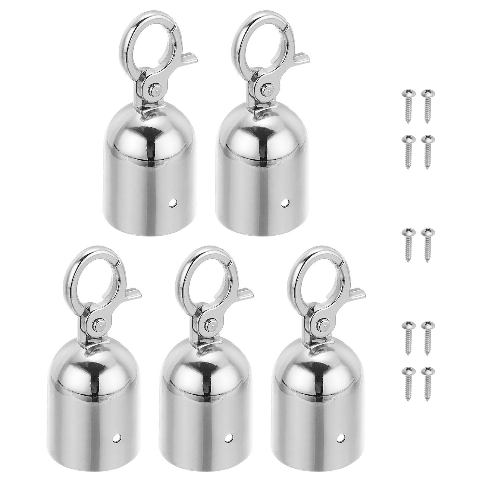 1.6"x3.7" Stanchion Rope End Stopper 5pcs Cord End Caps Barrier Rope End Silver,