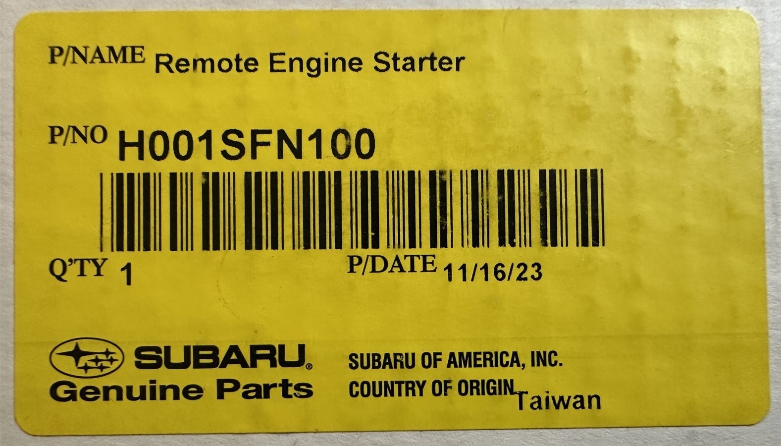 OEM GENUINE 2024 Subaru Crosstrek Remote Engine Starter Key Fob H001SFN100