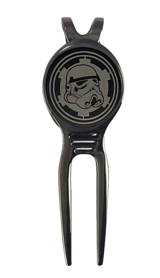 Star Wars Stormtrooper Golf Ball Marker + Black Gunmetal Divot Tool Laser
