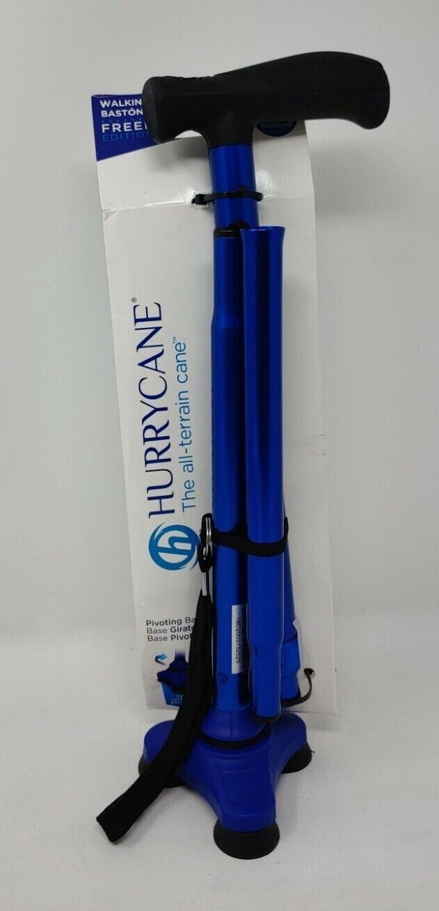 NEW HurryCane Freedom Edition Folding Cane with T Handle, Trailblazer Blue