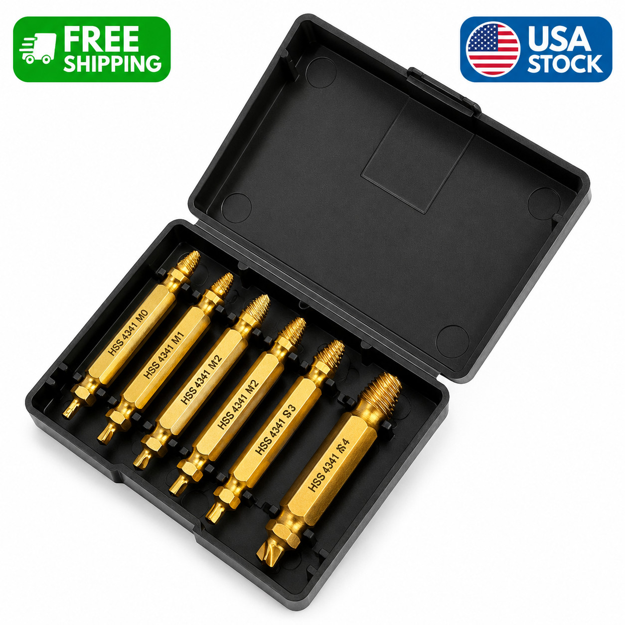 Damaged Screw Extractor Set HSS Drill Bit Easy Out Broken Bolt Stripped Remover.