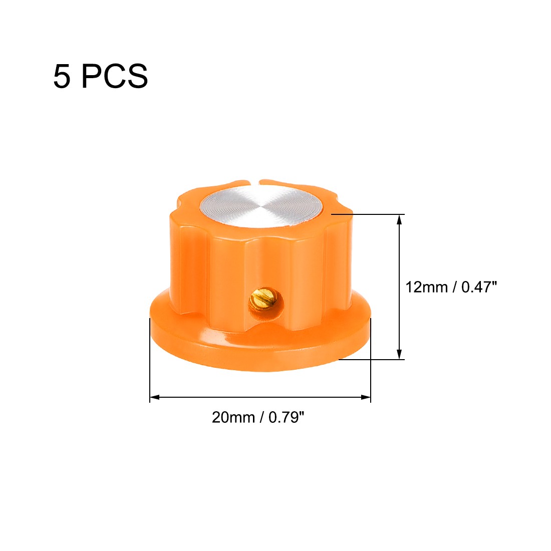 5PC 6.4mm Shaft Hole Potentiometer Rotary Knobs Effect Pedal Knobs Orange