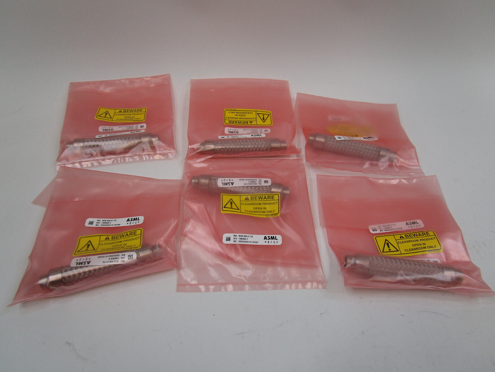 Lot of 6 New Sealed ASML 4022.629.01172 Stainless Steel Braided Hose Line