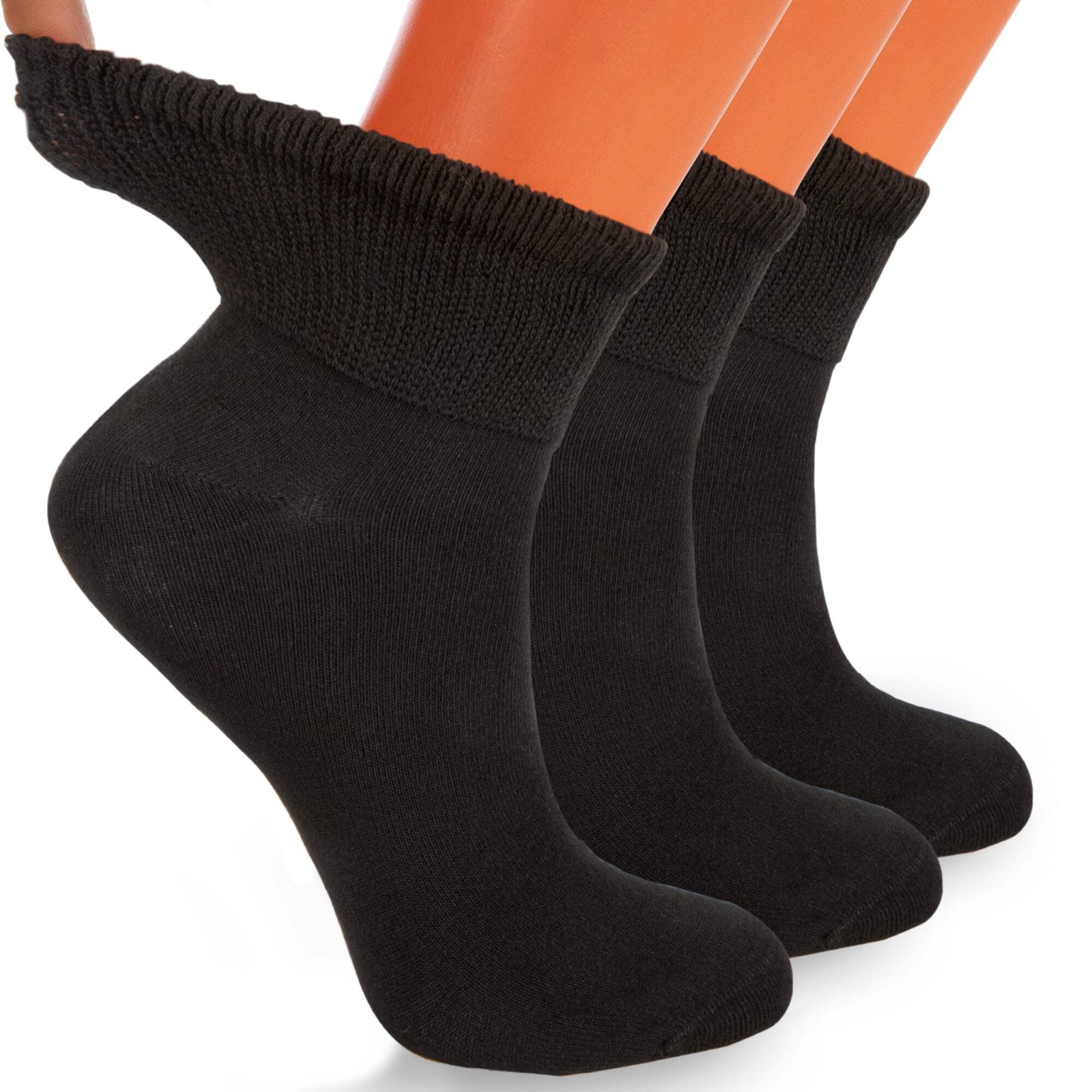 American Made Diabetic Ankle Socks 3 Pairs Non-Binding Cotton Unisex Moisture-Wi