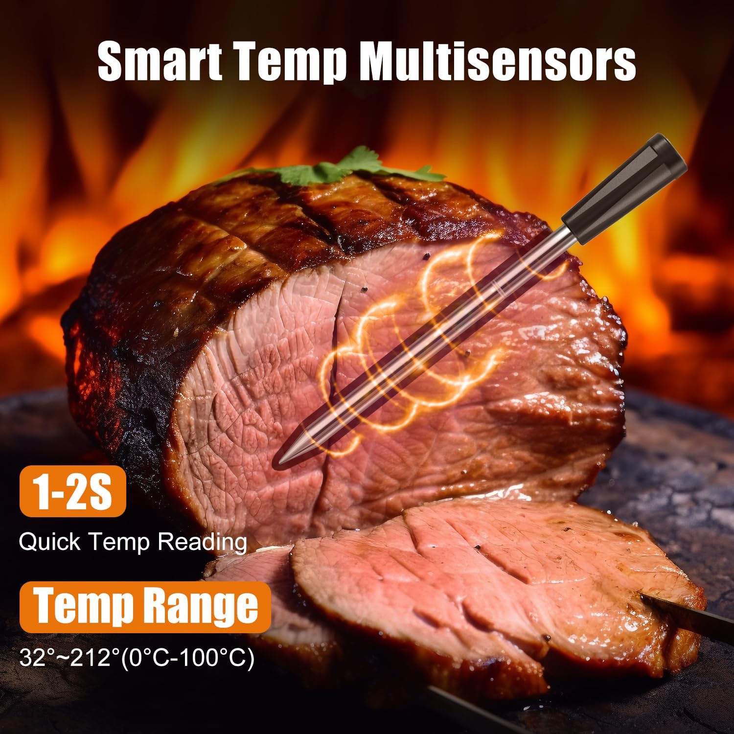 INSMART wireless meat thermometer Bluetooth 330FT Wood