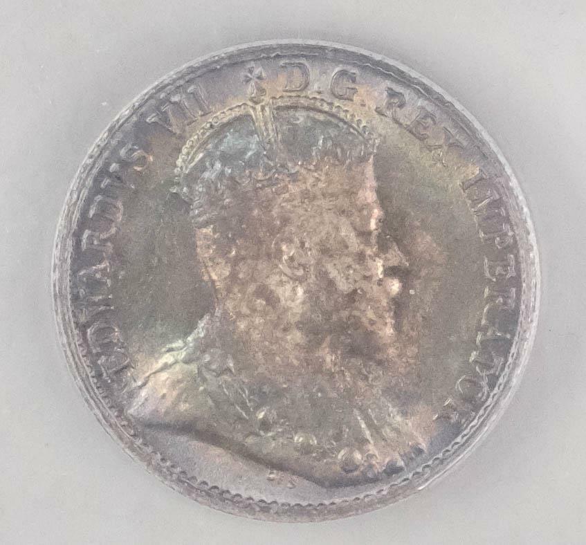 1907 Canada Silver Five Cents MS61 ANACS Toned #D03
