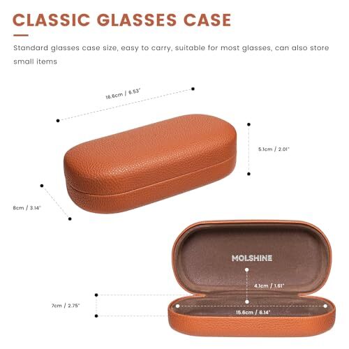 Hard Shell Leather Sunglasses Case,Classic Large Glasses Case for Women Brown