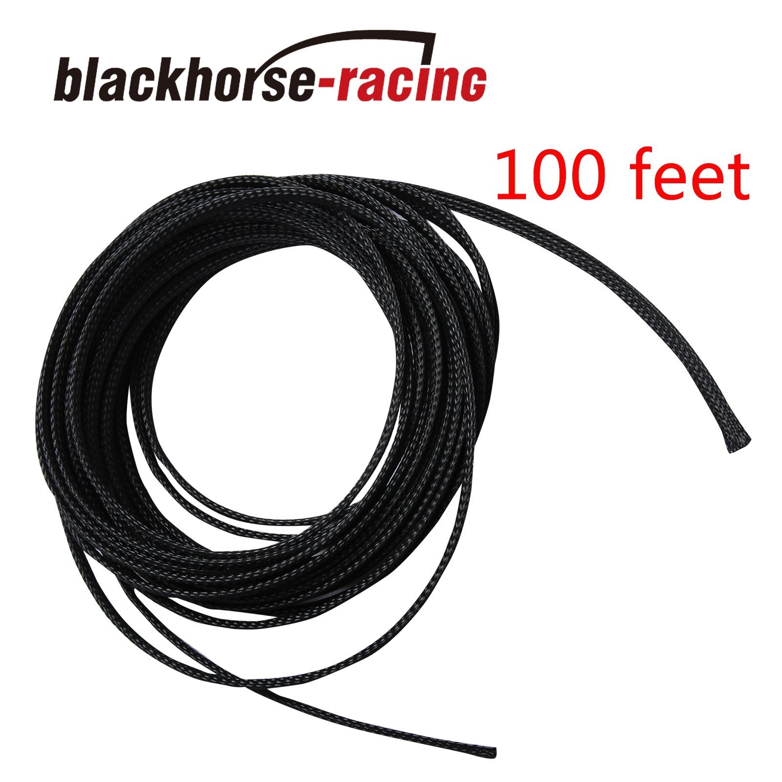 100 FT 1/4" Expandable Wire Cable Sleeving Sheathing Braided Loom Tubing Black