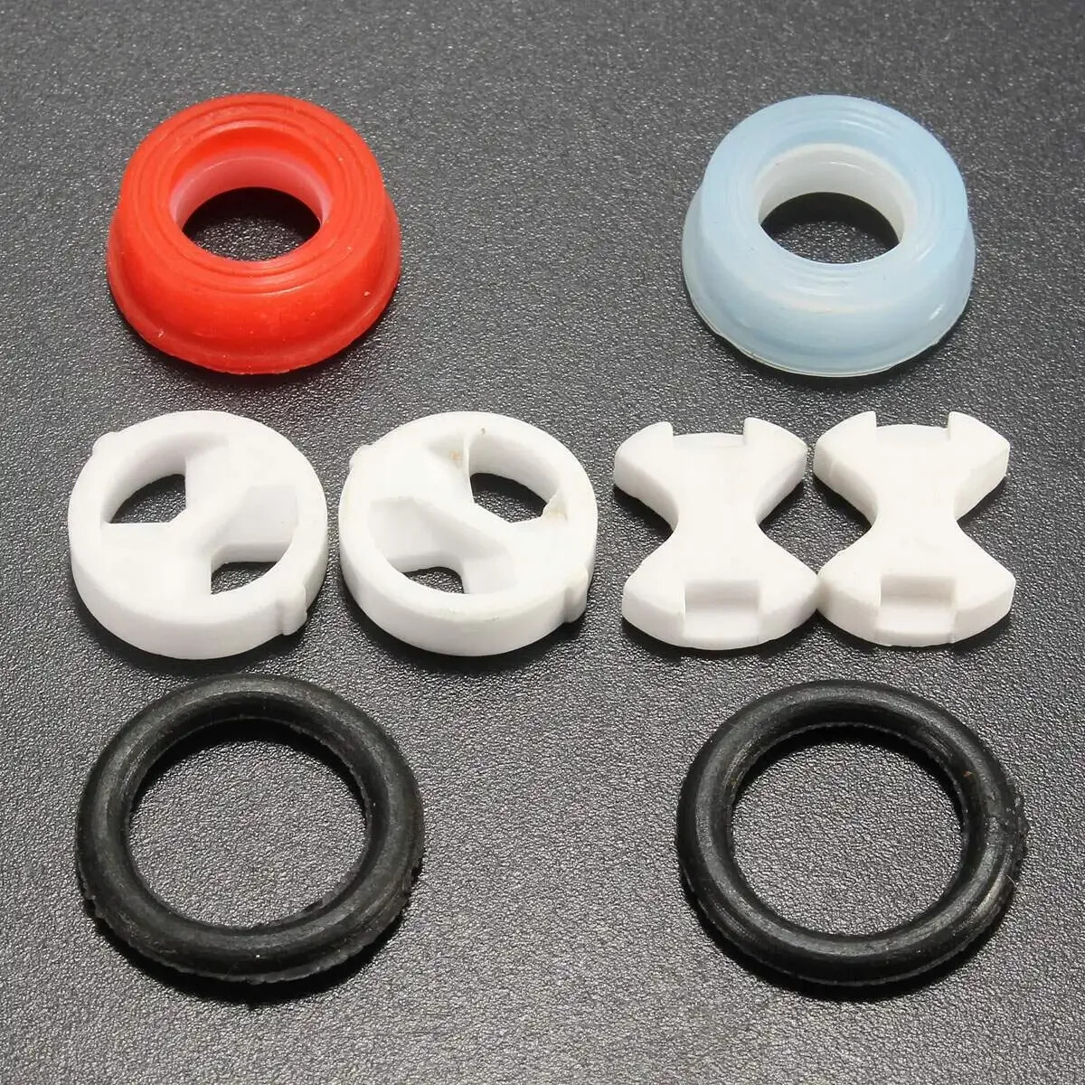 8Pcs 1/2" Ceramic Disc Silicon Washer Insert Turn Replacement Valve Tap Faucet