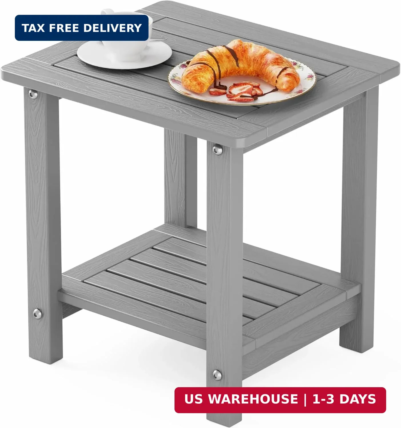 Outdoor Side Table for Patio: 16" HIPS Weather - Resistant Adirondack Table