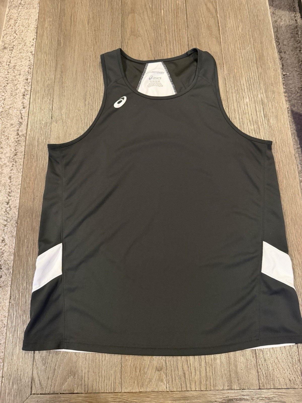 Mens ASICS White Black Running Singlet XL Sleeveless