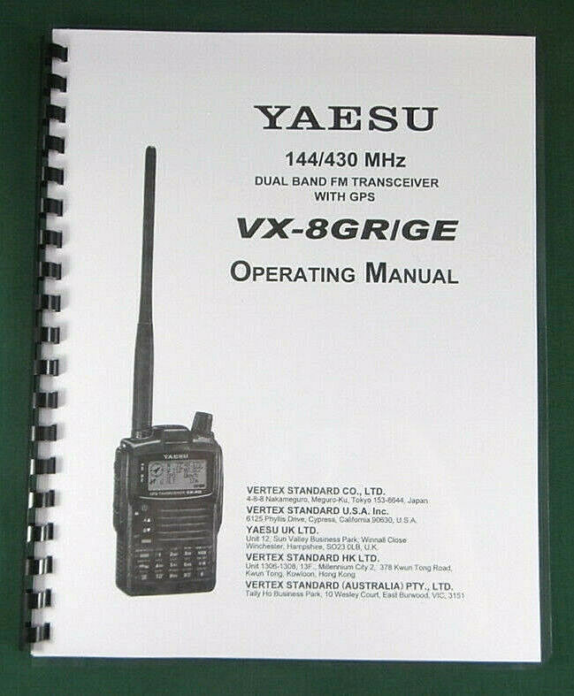 Yaesu VX-8GR / GE Instruction Manual - Premium Card Stock Covers & 32lb Paper!