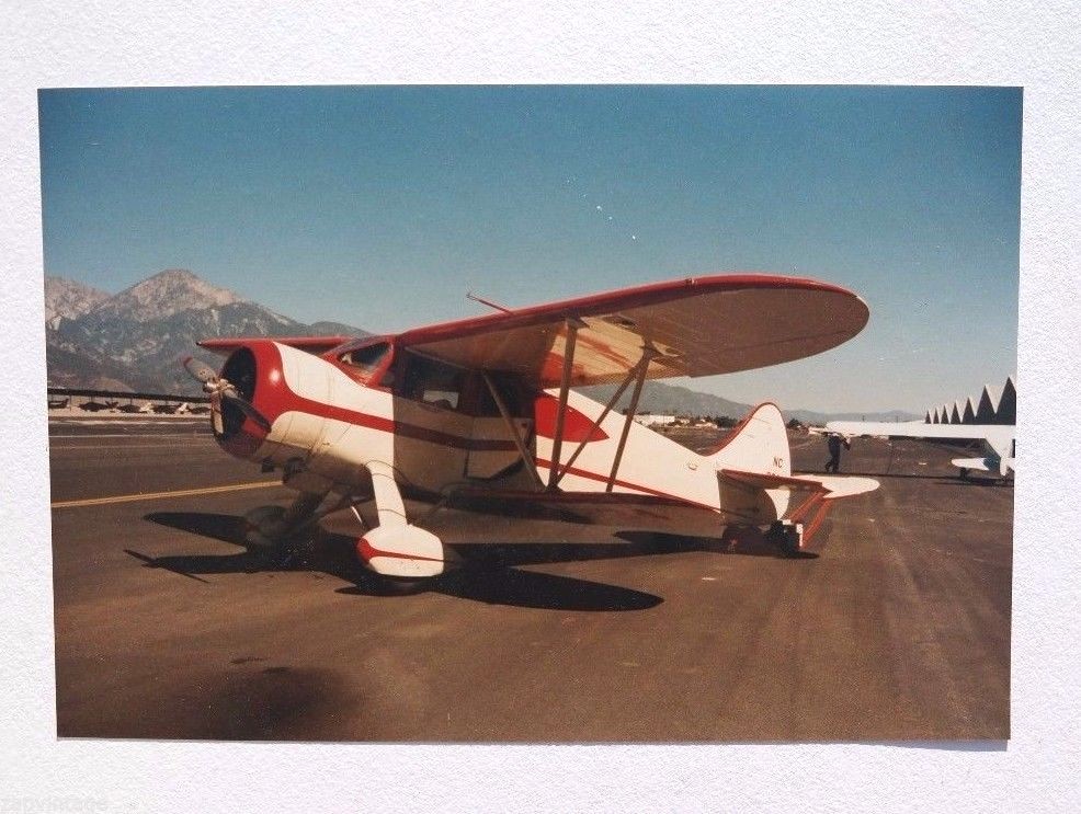Vintage 1997 White & Red PROP PLANE AVIATION Color SNAPSHOT PHOTO 8" X 12"
