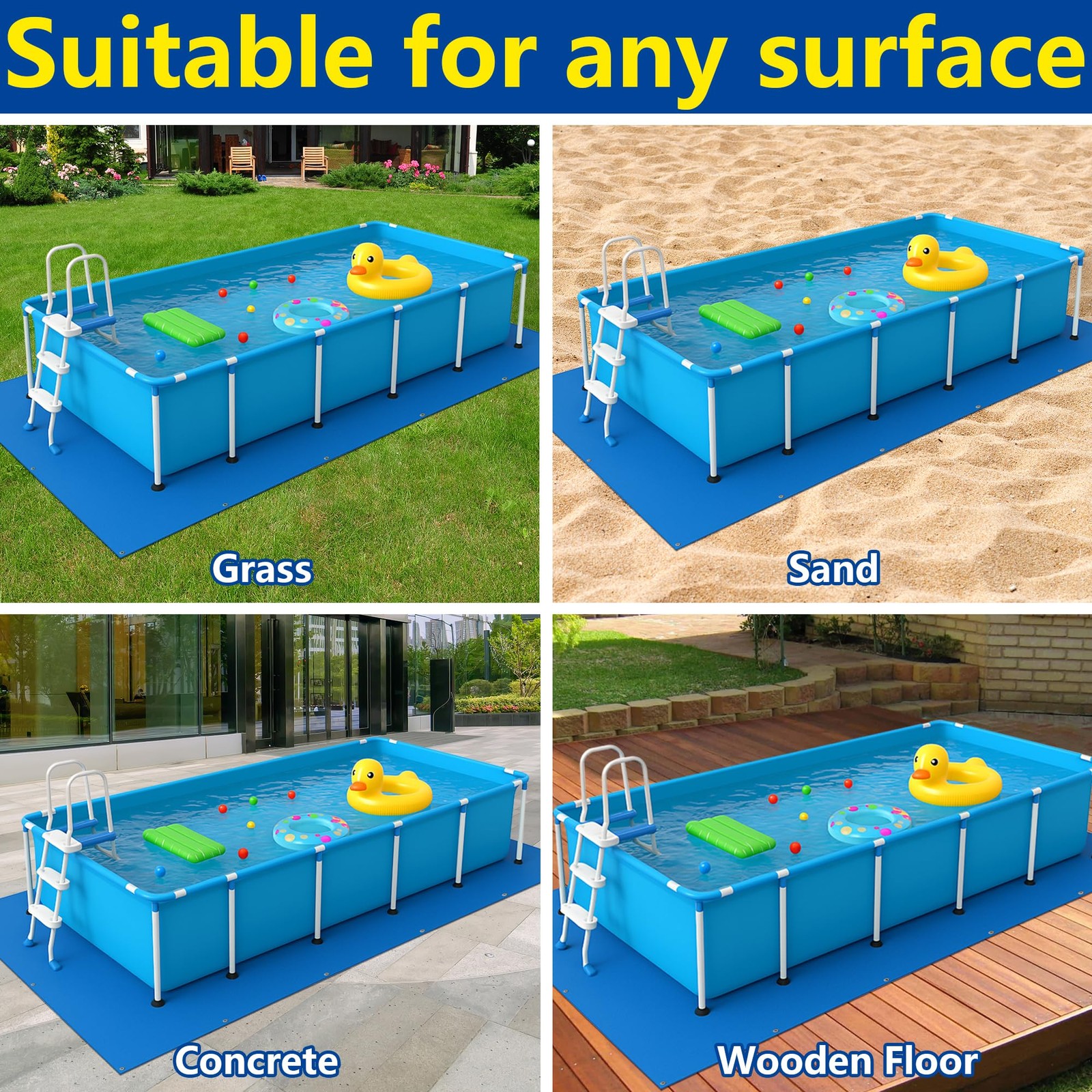 Codree 24 X 16 Ft Rectangular Pool Ground Cloths Waterproof Pe Swimming Pool