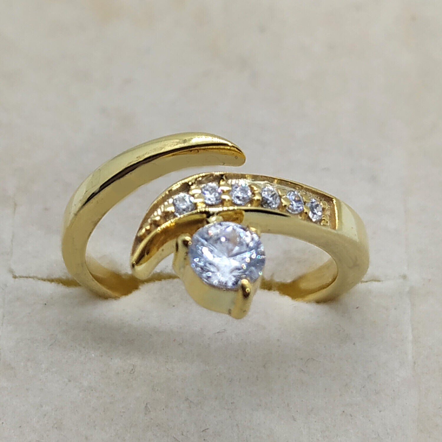 14K Yellow Gold Plated Round Cubic Zirconia Adjustable Toe Ring Mother's Day