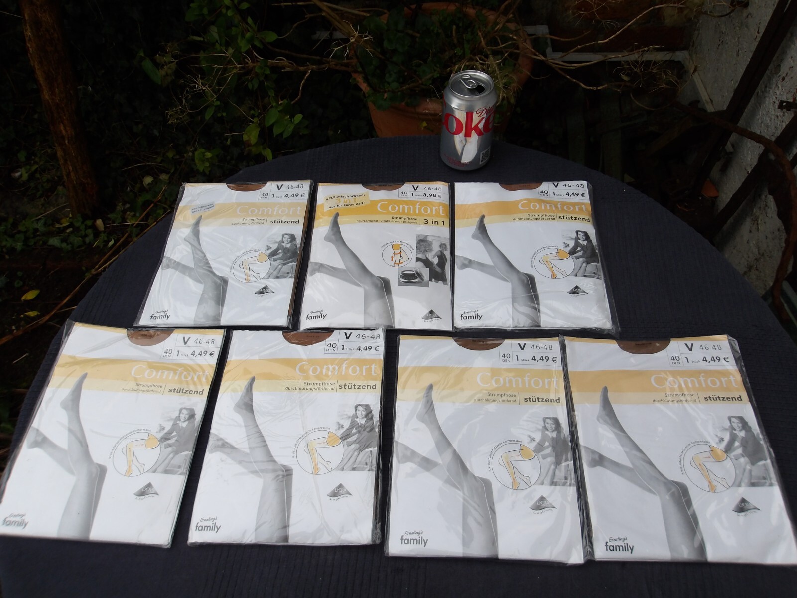 7 Pairs Ersting's 40 Denier Graduated Compression Tights  46/48cm Tan Colours