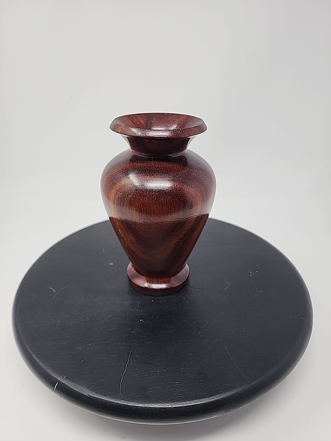 Vintage Peruvian Mahogany Woodturn Vase 6"