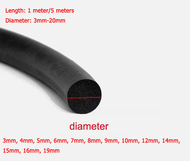 1/5-meter Solid EPDM Rubber Round Rod O-ring With Non Foaming Diameter of 3-20mm