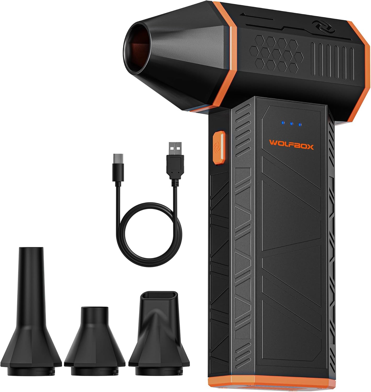 WOLFBOX Megaflow 50 Compressed Air Duster, 110, 000 RPM, 3-Gear Adjustable, Car