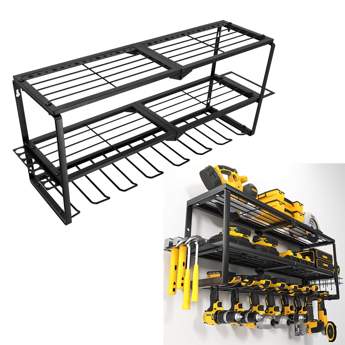 3 Layer Power Tool Organizer Wall Mount Cordless Drill Hanger Storage Rack Shelf