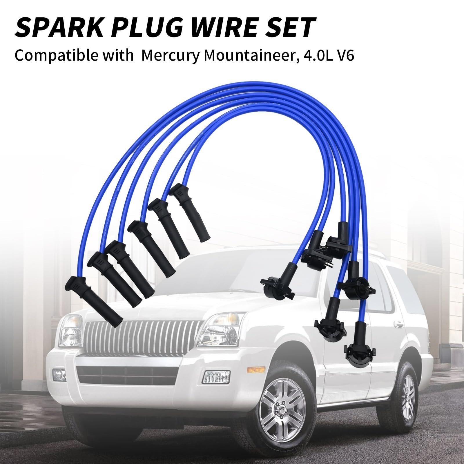 6Pcs 8mm Spark Plug Wire Set Ignition Wires Replacement for Ford Explorer 2005-2