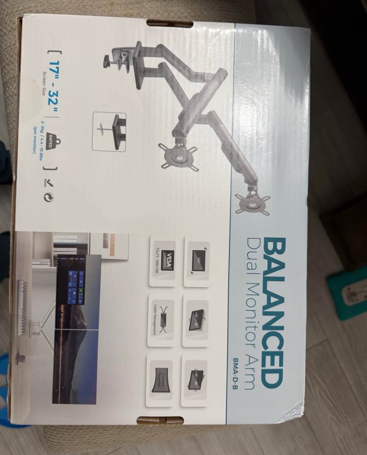 Versa Black Dual Mount Monitor Arm