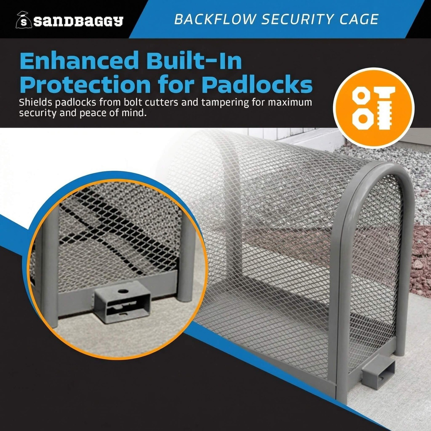 Backflow Security Cage – Backflow Preventer Enclosure (Gray, Medium) - Sandbaggy