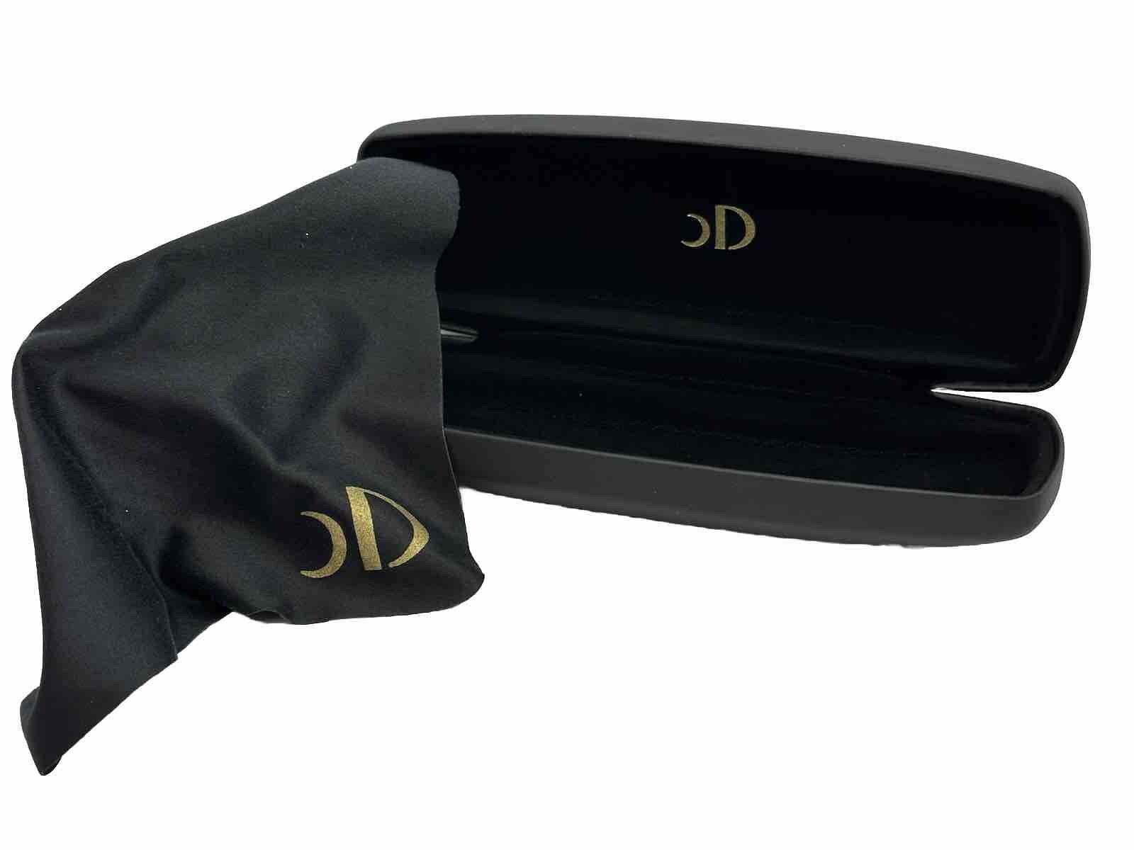 NEW Catherine Deneuve Lunettes Black Hard Eyeglasses Case Spring Closure & Cloth