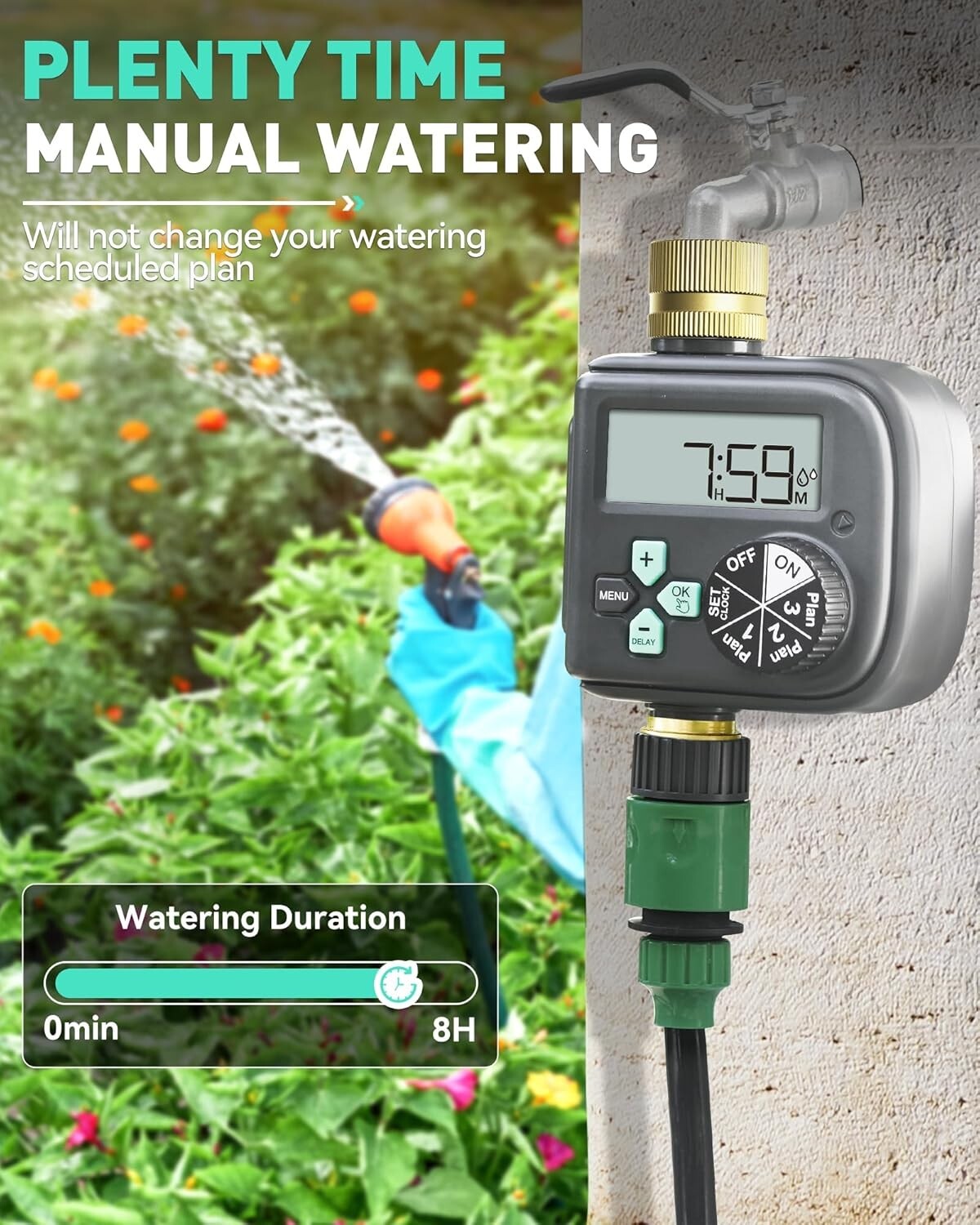 Sprinkler Timer with Brass Inlet and Outlet - Digital Hose Timer with 3 Programs