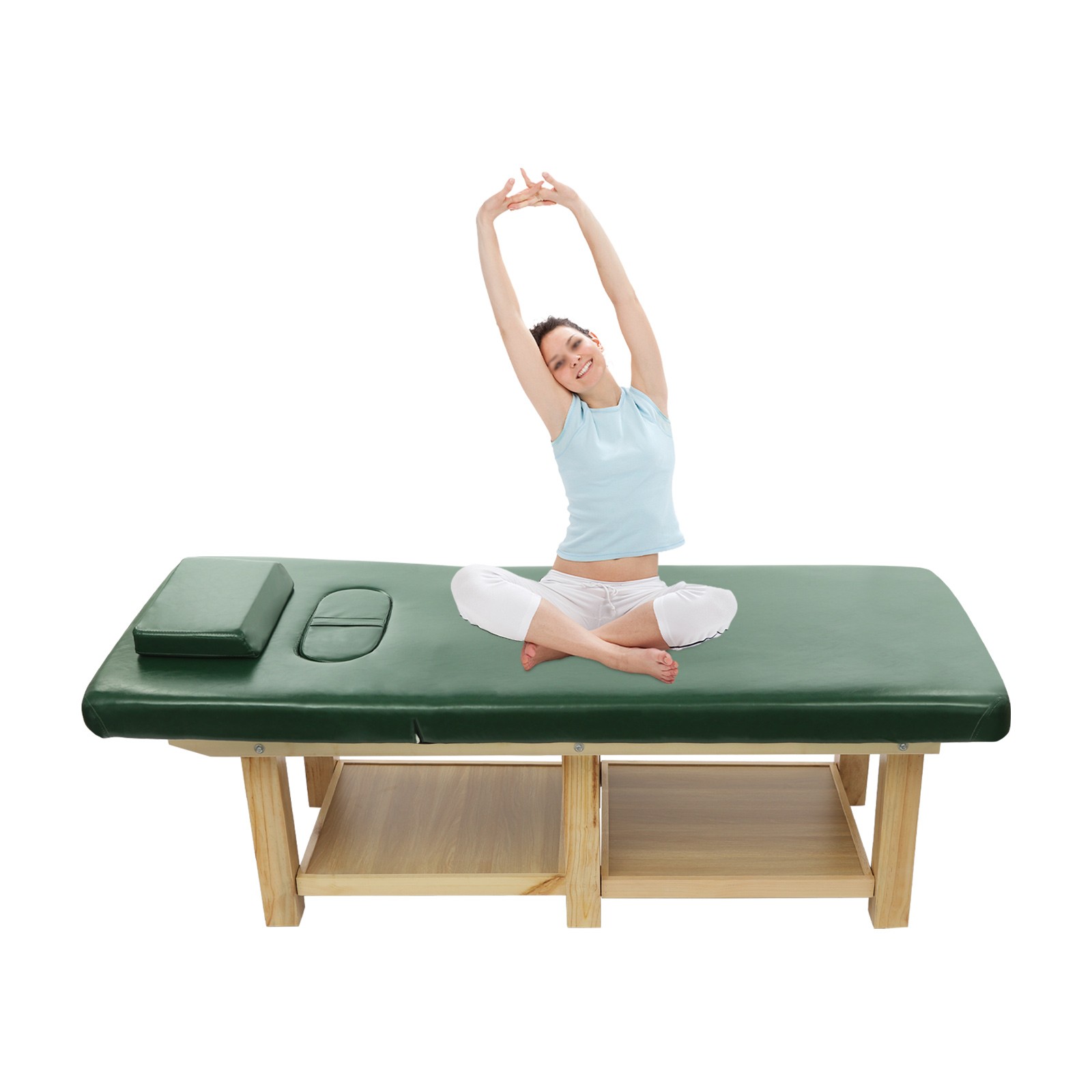 Massage Table 190 cm Solid Wood Sponge, PU Therapy Bed Massage Bed w/ Pillow