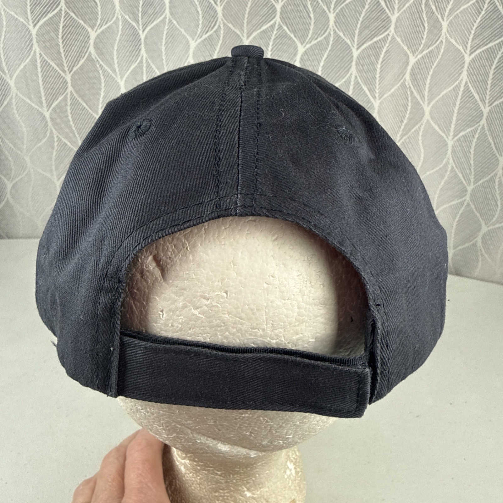 BUDWEISER White Red Shield Logo on Navy Hat Cap Cotton Hook Loop White Bill Edge