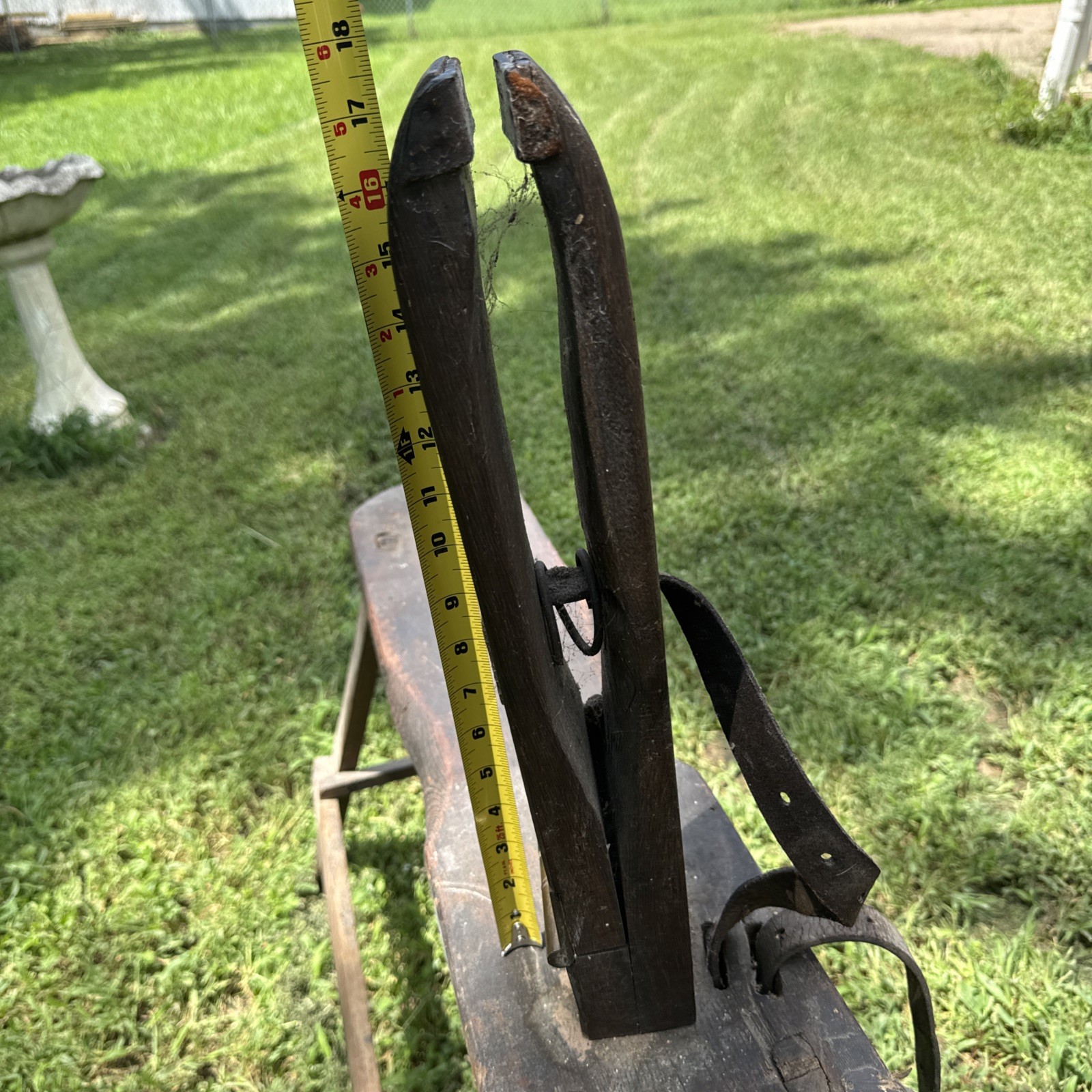 Antique Primitive Saddlemaker's Bench Stool Harness Leather Maker's Bench.