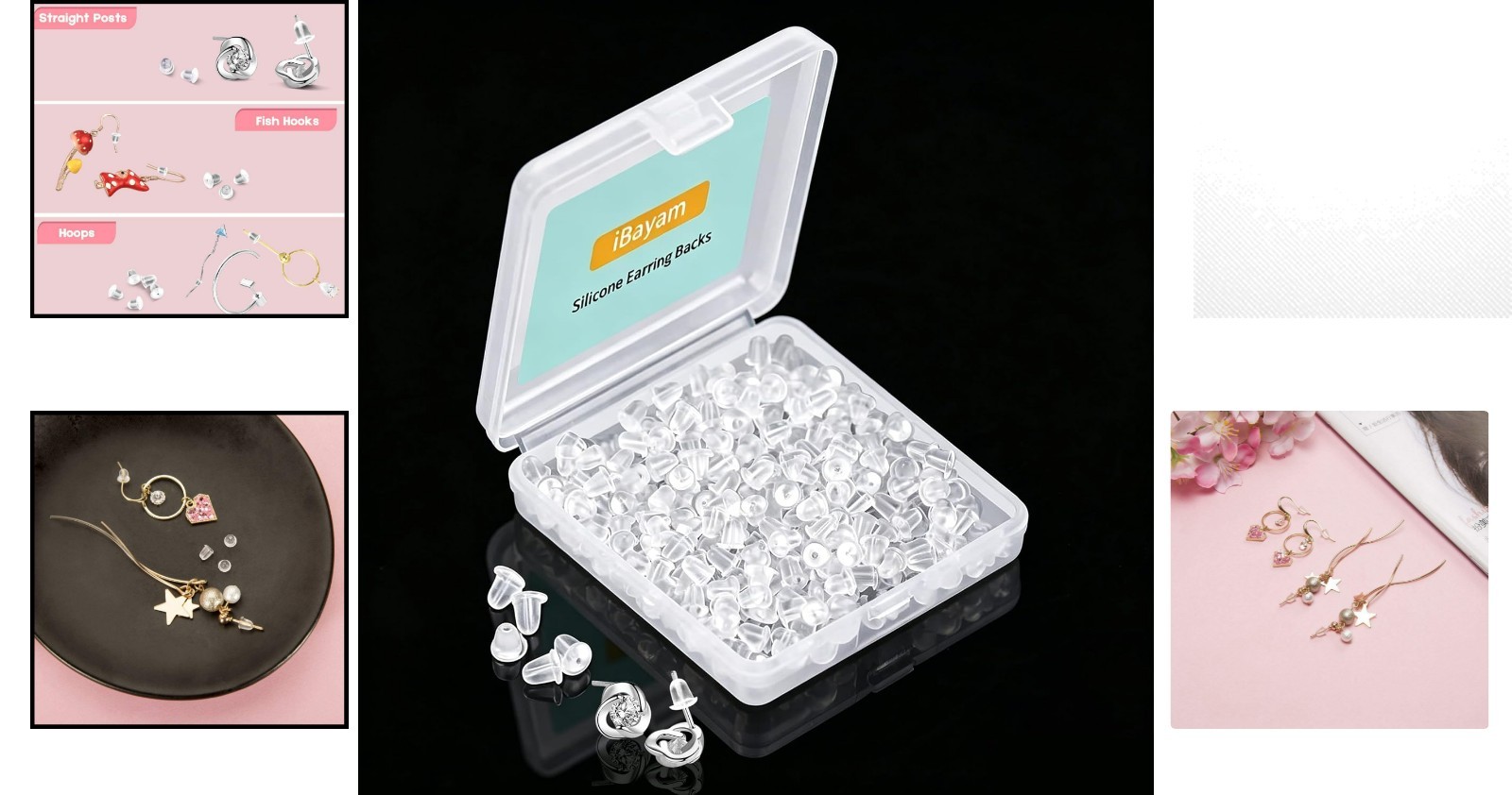 Clear Silicone Earring Backs (4mm) - 300 Count Durable Back Pads for Secure Fit