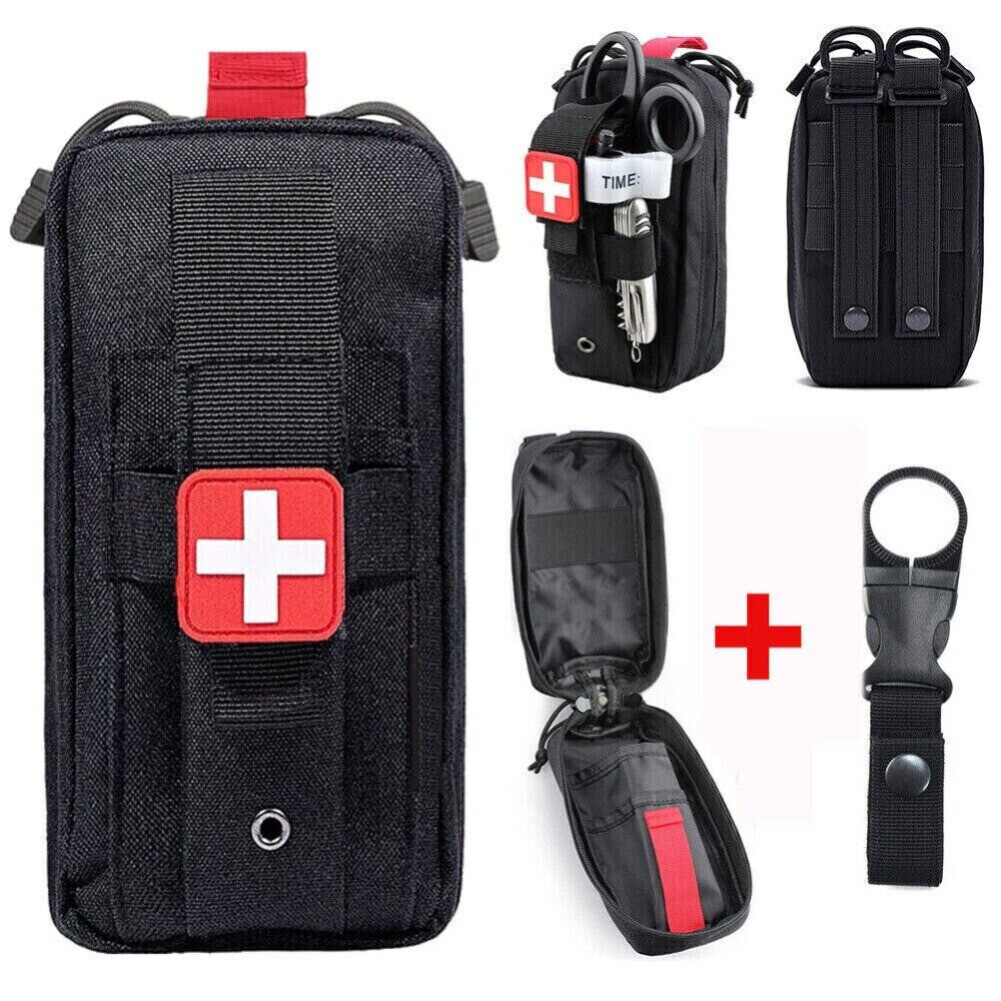 Tactical First Aid Molle Pouch Small Kit EMT Bag + 1PCS Water Bottle Holder Clip