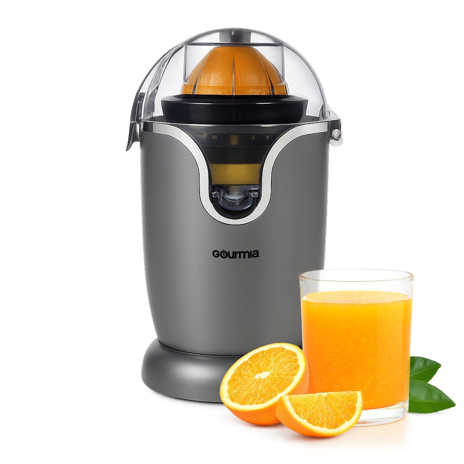Gourmia Automatic Citrus Juicer, One-Touch, Anti-Drip Spout with Universal Cone