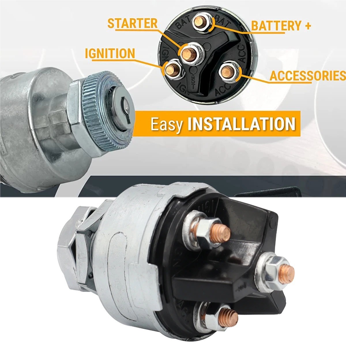 Universal Ignition Starter Switch Barrel With 2 Keys For Car Tractor Traile