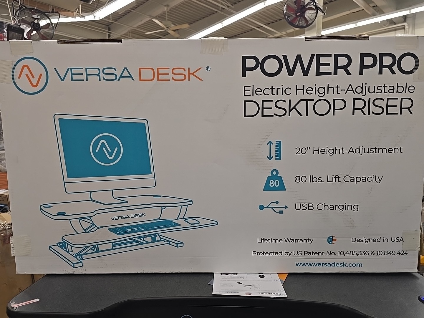 VersaDesk PowerPro 36" Electric Standing Desk Converter Motorized Desktop Riser