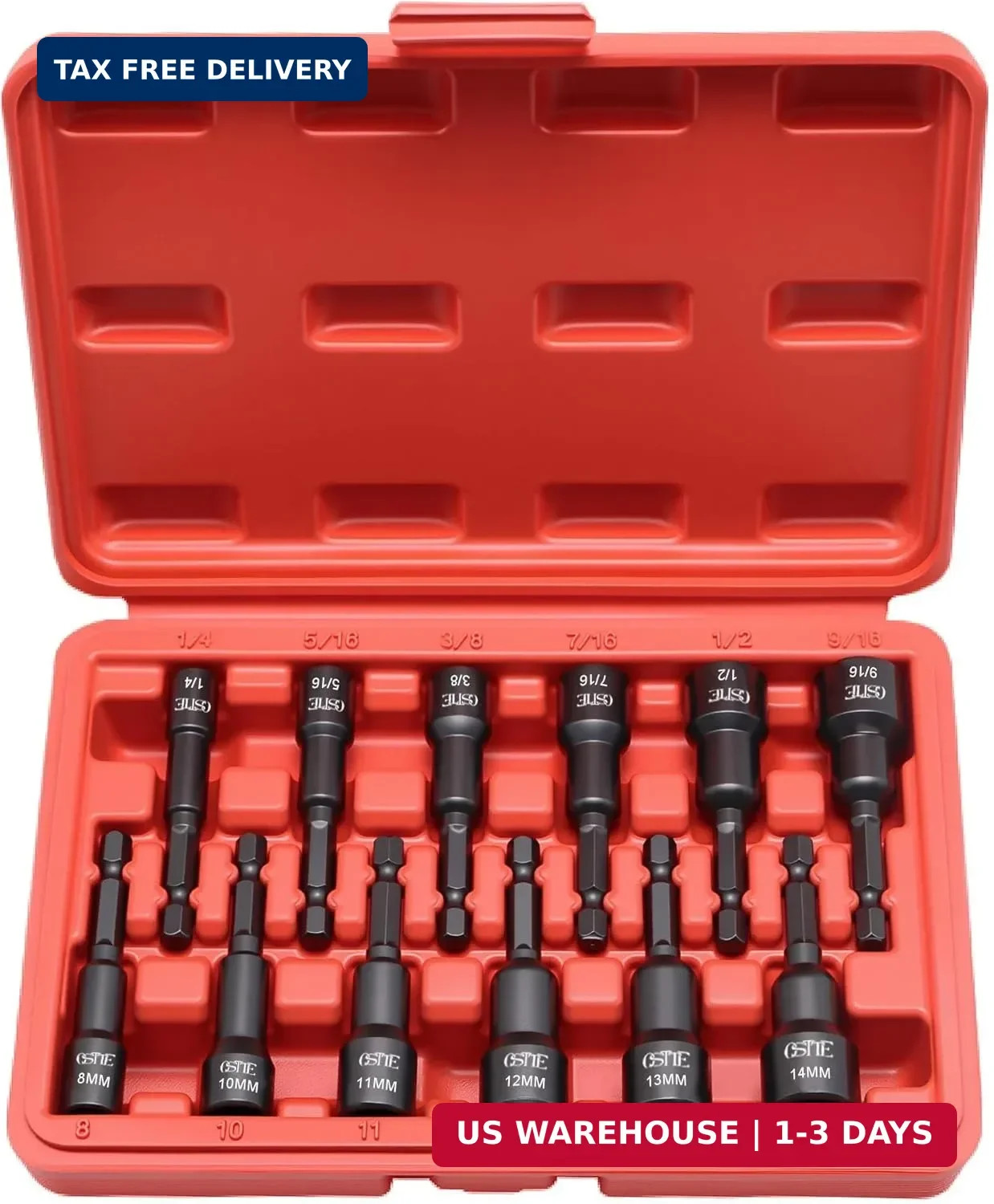 12 PCS Magnetic Nut Driver Set Metric SAE 1/4 Hex Impact Sockets