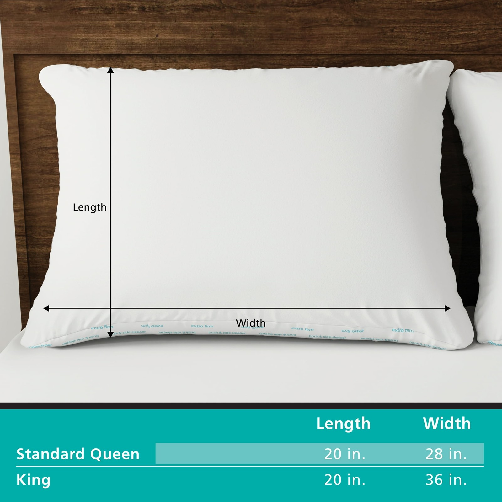 Mainstays Back & Side Sleeper Bed Pillow, Standard/Queen - Extra Firm Support