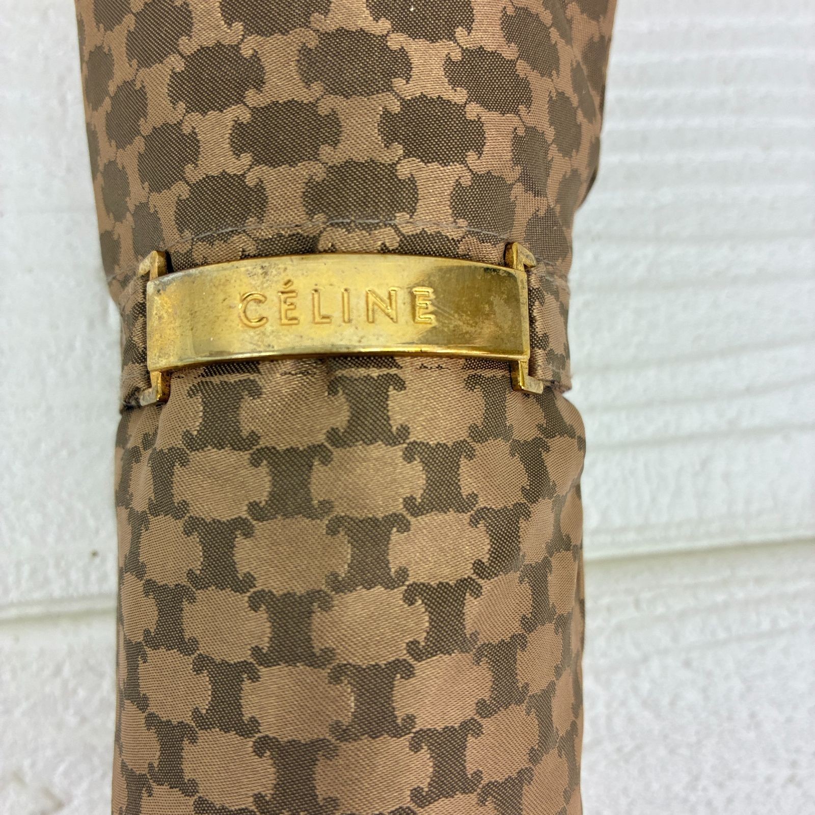 Celine Triomphe Folding Umbrella - Used Handle/Strap Scratches Polyester