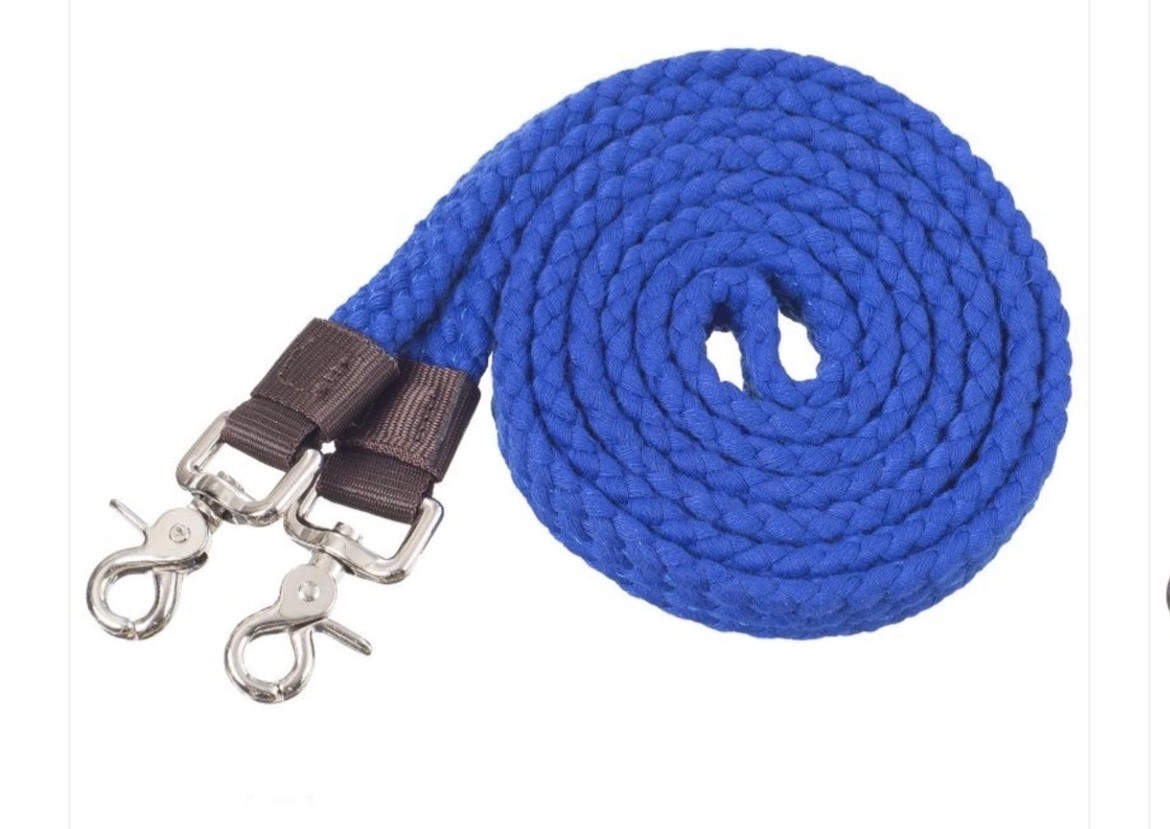 Tough1 Flat Cotton Roping Reins Blue  7ft Used