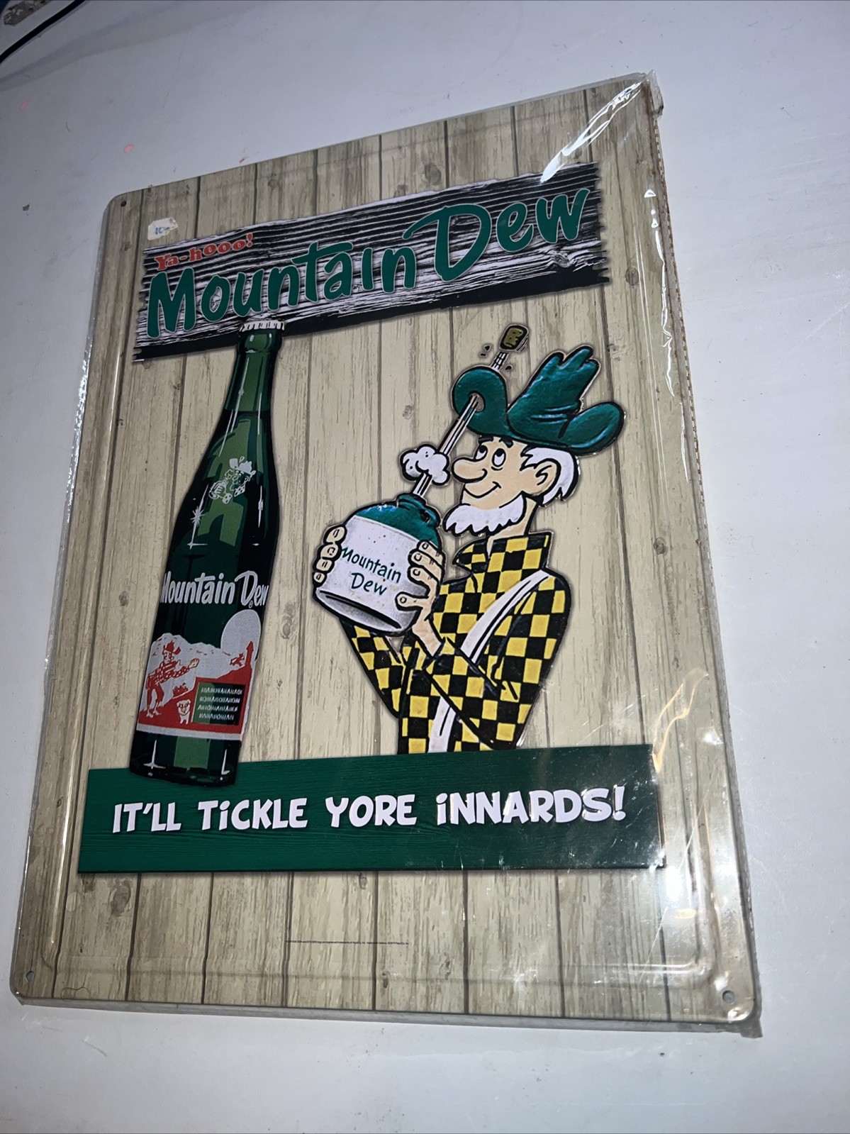 Mountain Dew Ya-hoo It'll Tickle Your Innards 12 x 17 Repro Vintage Metal Sign