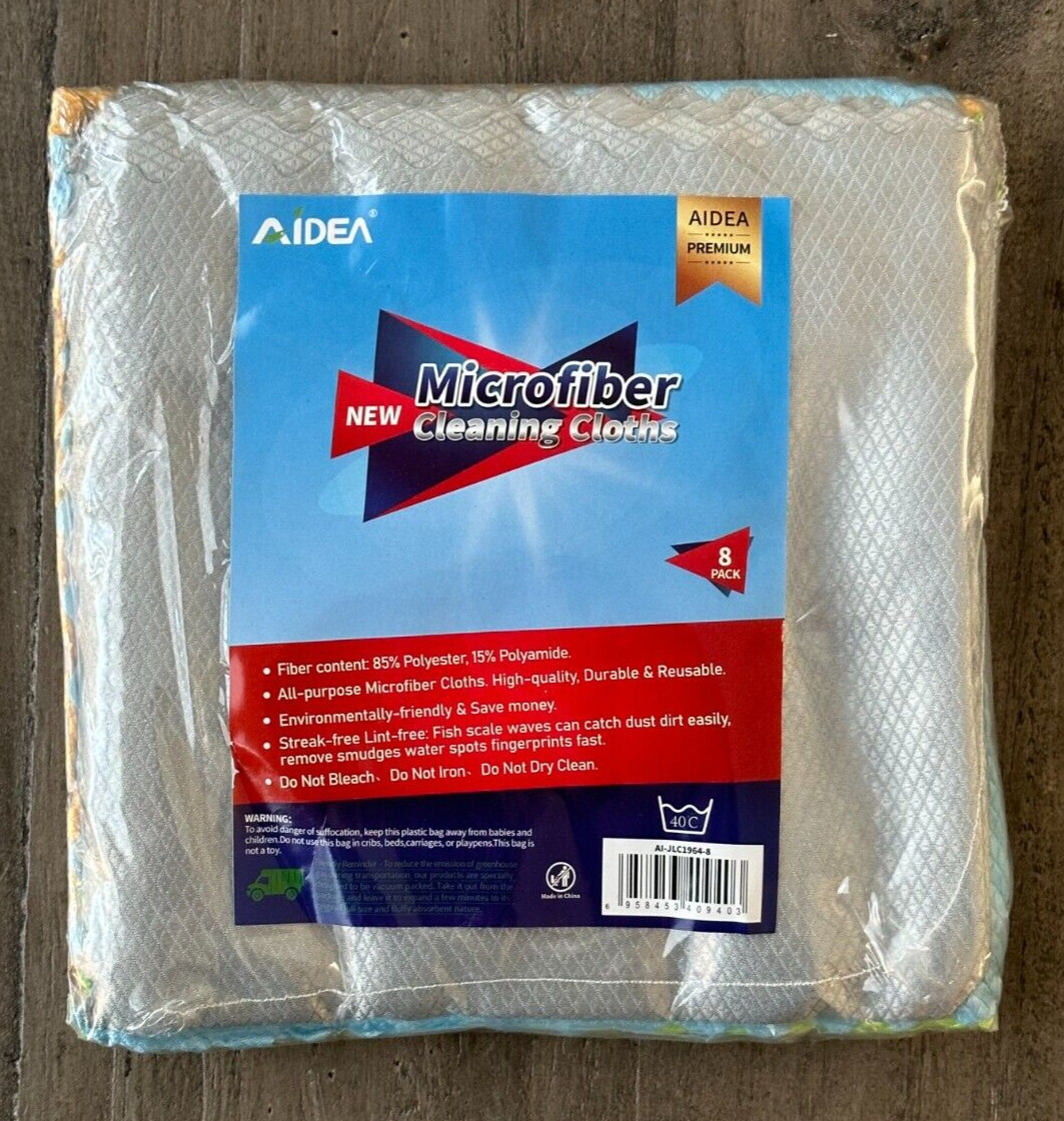 Aidea All Purpose Microfiber Cleaning Clothes Gray 8 Pack Durable & Reusable