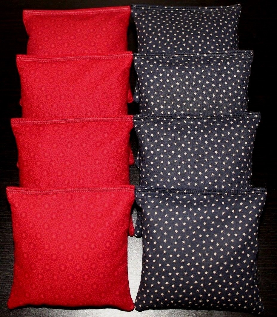Patriotic AMERICAN STARS Blue & Red Cornhole Bean Bags ACA Regulation Quality!!