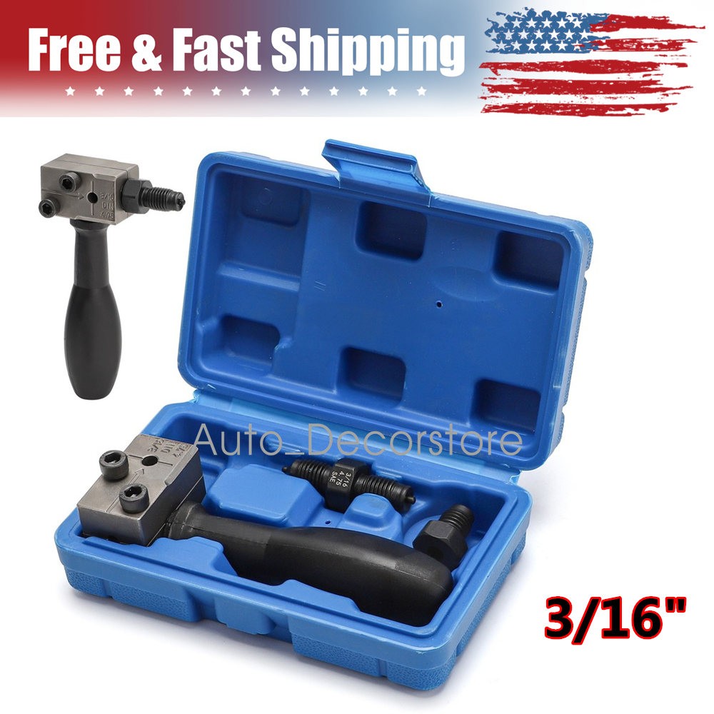 3/16" Car Brake Line Double Flaring Kit 45° Handheld Pipe Flares Tool w/ Storage